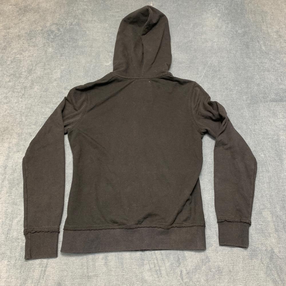 Aeropostale Hoodie Womens S Black Cotton Sweatshirt Sequin Logo NY 1987 Full Zip